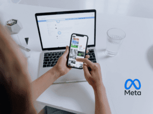 Meta Threads app logo with EU flag in background