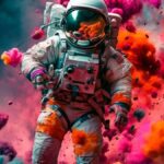 “AI-generated digital painting displayed in a virtual gallery”