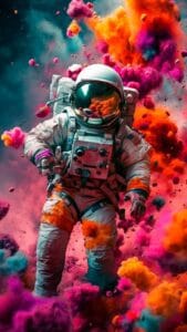 “AI-generated digital painting displayed in a virtual gallery”